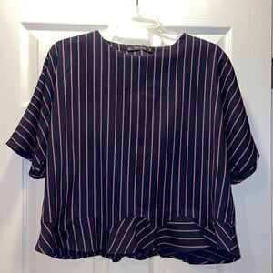 ✨Zara Basic Navy, Red & White Striped Cropped Top